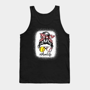 Mom Life Softball Baseball Mother's Day Messy Bun Shirt Tank Top